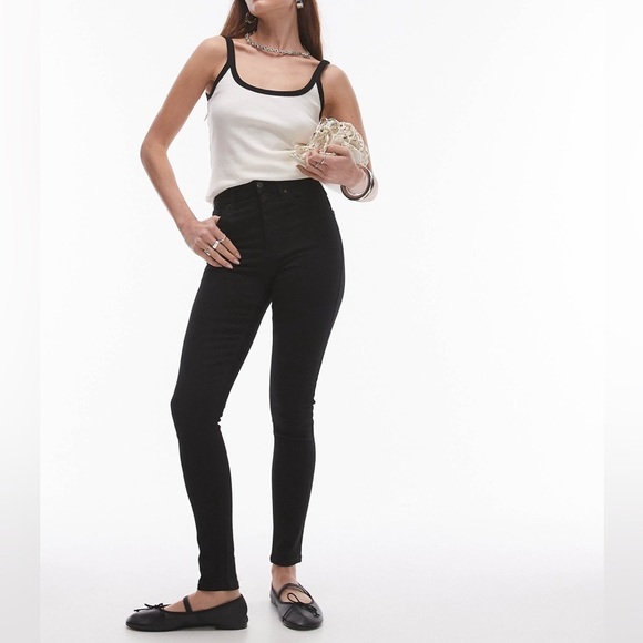 Topshop Jamie Black Skinny Jeans High Rise Ankle Length Stretch Denim Size 26 - Picture 2 of 16